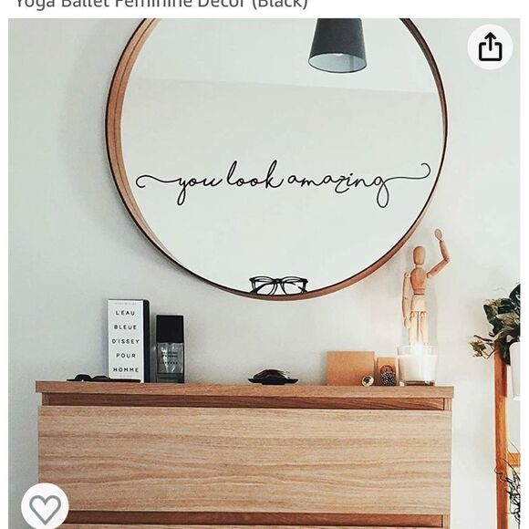 Nip peel & stick mirror sticker, affirmation you look amazing - black script - Picture 3 of 5